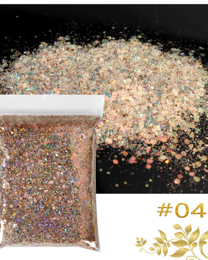 50G/Bag Holographic Mixed Hexagon Shape Chunky Nail Glitter Sequins Sparkly Flakes Slices Manicure Body/Eye/Face Glitter TCF2335