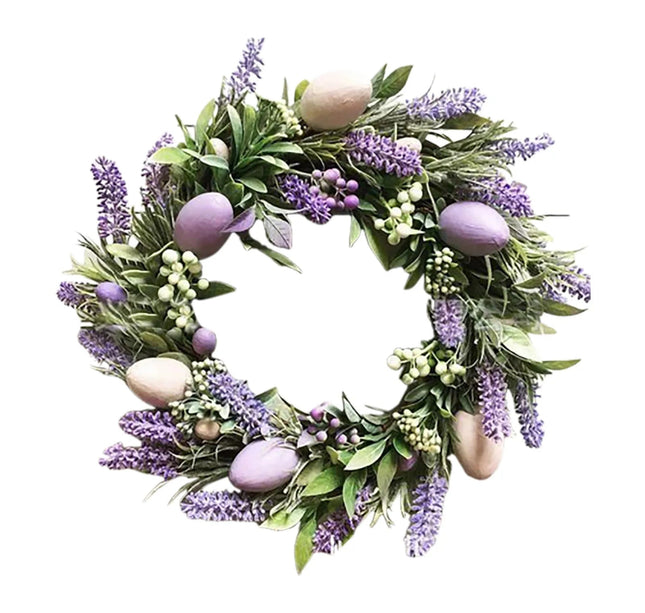 Spring Easter Egg Wreath With Sheep Ear Leaf Front Door Sparkling Egg Green Leaf Door Flower Ring With Advent Wreath Craft