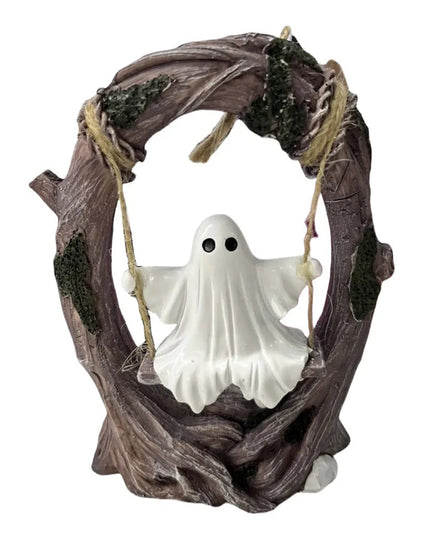 Halloween White Ghost Sculptures Spooky Ghosts Decor White Ghost Swing Decorations for Tabletop Centerpiece