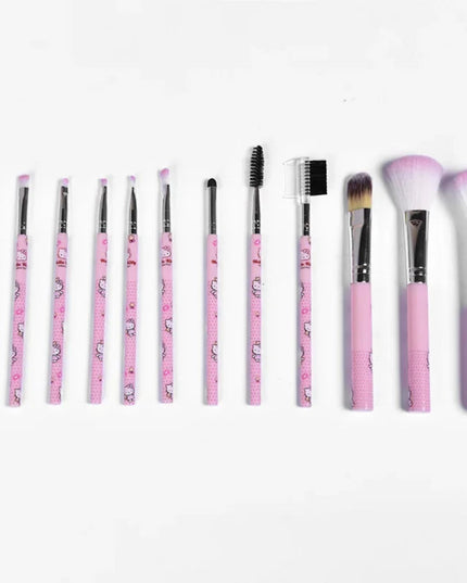 12 pieces/set Hello Kitty makeup brush cute Sanrio makeup brush artificial fiber beauty tool set girl's holiday gift
