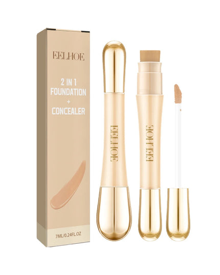 EELHOE 2 in 1 Concealer Foundation Dark Circle Cover Blemish Brighten Face Corrector Double Head Concealer High Coverage Makeup