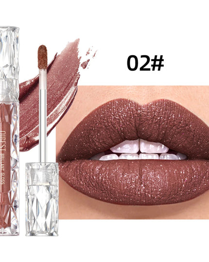 QIBEST Waterproof Diamond Shimmer Glitter Lipgloss Matte Liquid Lipstick Shiny Pearl Lip Glaze Long Lasting LipTint Women Makeup