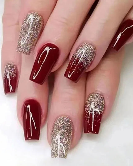 Fashion Colorful Butterfly False Nail Tips With Designs French Coffin Manicure Middle Long Ballerina Fake Nails Set Press on Nai