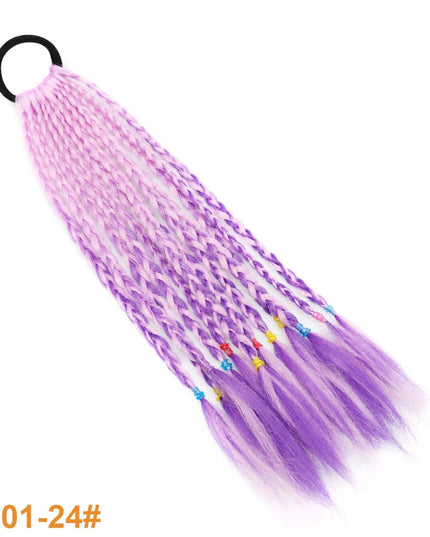 Colorful Braid Synthetic Hair Ponytail Rope Tie Girls Princess Color Tail Wig Children's Styling Baby Accessories