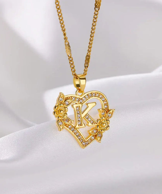 Heart Initial Letter Necklaces For Women Gold Color Stainless Steel Chain A-Z Alphabet Pendant Necklace Birthday Jewelry Gift