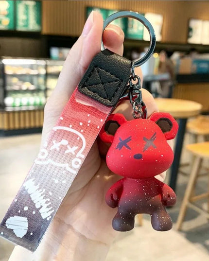 Cute Bear Keychain With Strap The Best Car Key Keyring Animal Bag Backpack Key Chain Charm Pendant Accessory Gift For Friend