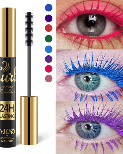 Vibrant Rainbow Color Mascara - 11 Waterproof Shades, Long-Lasting Curl Extension, Ink Formula for Dual-Eyeliner Effect - Quick