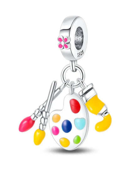 925 Sterling Silver Fashion Palette Paintbrush Art Charms Beads Suitable for Brand Original Bracelet DIY Fine Jewelry Gift