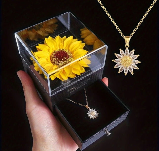 Sunflower Necklace Gift Box Set - Perfect for Valentine's Day, Anniversaries, Mother's Day & More - Ideal for Girlfriend,