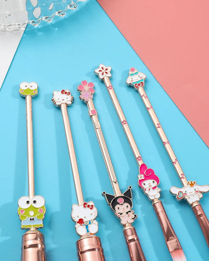 5pcs/set Hello Kitty Makeup Brush Kawaii Kuromi My Melody Cinnamoroll Cartoon Character Cosplay Prop Makeup Brushes Tool