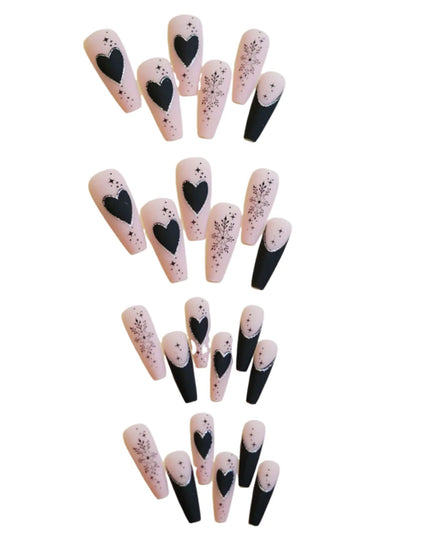 Ultra-long Matte Pink False Nail Sweet Cool Style Christmas Snowflake Artificial Nail for Women and Girl Party Activity