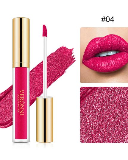 15 Color Glitter Liquid Lipsticks Shimmer Shiny Lipgloss Pearlescent Lip Tint Waterproof Long Lasting Matte Diamond Lips Glaze