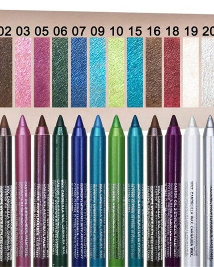 14-Color Eyeliner Pencil Long Lasting Smokey Punk Style Eye Liner Pen Waterproof High Pigmented Pearly Shimmer Eyeshadow Stick