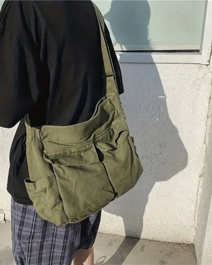 Women's School Messenger Bags For Women Shoulder Ladies Designer Handbag Solid Large Capacity Casual Canvas Shoulder Female Bags