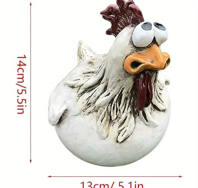1Pc Resin Funny Chicken Surprise Hen, Used for Farm Garden Fence Decoration Worker Statue Crafts, as a Gift to Friends m