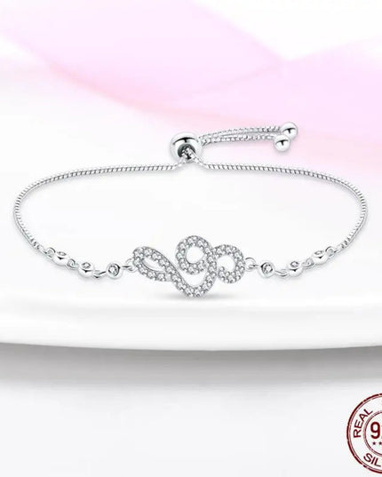 Original Authentic plata de ley 925 Infinity Adjustable Bracelet For Women Hot Symphony Lucky Feather Bracelet For Gift