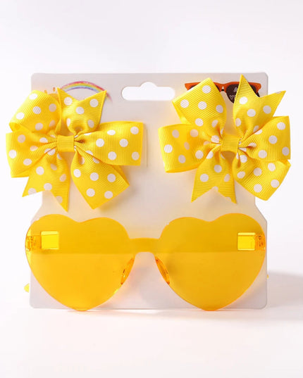 3Pcs/Pack Solid Dot Hair Bows Clip Girls Boutique Bowknot Hair Clips Kids Colorful Heart Sun Glasses Children Hair Accessories