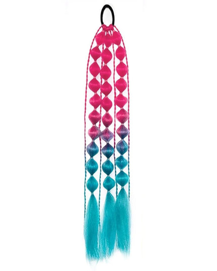 Synthetic 1Pcs Ponytail Extension Corlorful Bubble Braid Long Lantern Braided Ponytail with Hair Tie Straight Hairpieces
