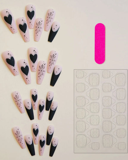 Ultra-long Matte Pink False Nail Sweet Cool Style Christmas Snowflake Artificial Nail for Women and Girl Party Activity