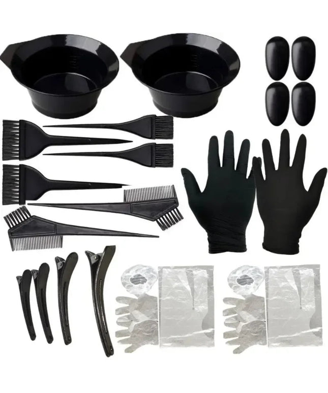 5/22Pcs Set Home Salon Hair Dyeing Brush Hair Dyeing Cream Bowl Coloring Brush Comb Earcap Clips Dyeing Cape Kits Hair Tint Tool