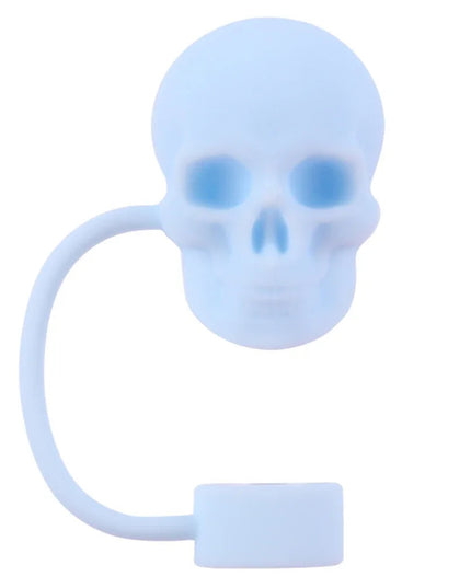 Silicone Cute Skull Straw Covers 10mm Skull Shape Straw Caps Reusable Halloween Skull Straw Toppers for Stanley 30&40 Oz Tumbler
