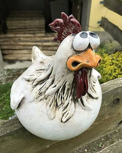 1Pc Resin Funny Chicken Surprise Hen, Used for Farm Garden Fence Decoration Worker Statue Crafts, as a Gift to Friends m