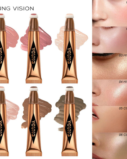 YOUNG VISION air cushion, powder blusher, high gloss stick, makeup liquid, rouge, 6 colors optional