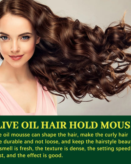 Olive Oil Hair Hold Mousse Anti Frizz Lasting Nourishing Natural Hair Wave Curl Fluffy Hairspray Hair Hold Spray for Hairstyle