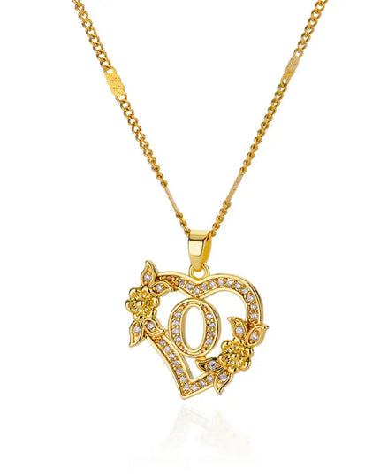 Heart Initial Letter Necklaces For Women Gold Color Stainless Steel Chain A-Z Alphabet Pendant Necklace Birthday Jewelry Gift
