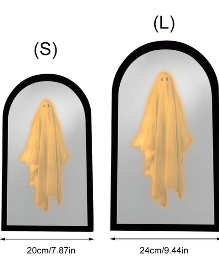 Terror Ghost Mirror NightLight Cute Halloween Home Accessories Spooky Haunted Mirrors Hologram Ghost Prank Decor 35*20cm/50*24cm