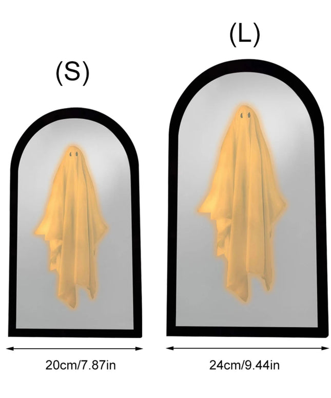 Terror Ghost Mirror NightLight Cute Halloween Home Accessories Spooky Haunted Mirrors Hologram Ghost Prank Decor 35*20cm/50*24cm