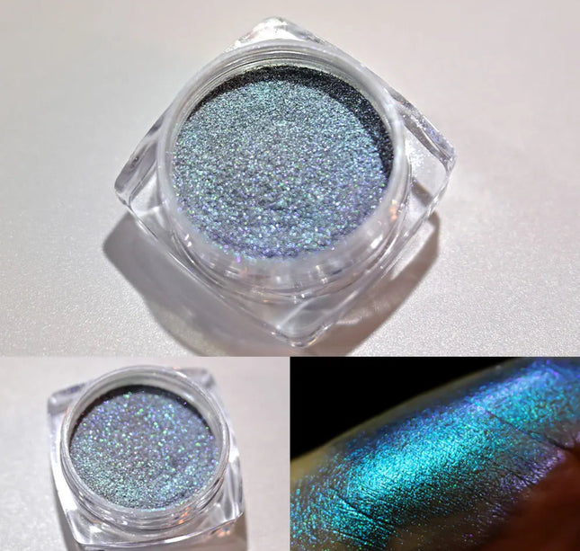 1 Box Multichrome Chameleon Powder Nail Glitter Aurora Neon Rainbow Pigment Chrome Powder Iridescent Eyeshadow Nail Rubing Dust