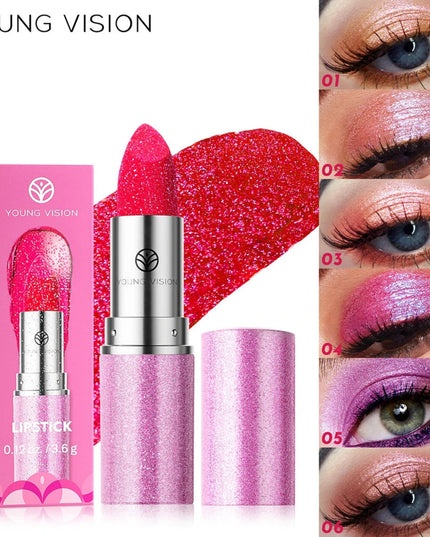 YOUNG VISION 6 pearlized shimmer lipsticks and eyeshadows with long-lasting, fade-resistant, warm-change lipsticks.