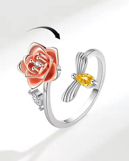 Sam Panda 925 Sterling Silver Sunflower Diamond Zircon Rotatable Ring For Women Gift Relieve Stress Ring Jewelry Wholesale