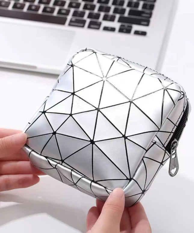 Sanitary Napkin Storage Bag,Leather Waterproof Feminine Period Bag with Zipper for Teen Girls Women,Small Makeup Pouch,Wallet