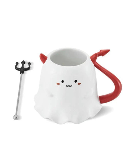 European Cartoon Cute Elf Demon Coffee Cup Delicate Couple Dessert Milk Cup Stirring Spoon Office Mug Oatmeal Mug Halloween Gift