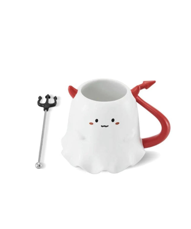 European Cartoon Cute Elf Demon Coffee Cup Delicate Couple Dessert Milk Cup Stirring Spoon Office Mug Oatmeal Mug Halloween Gift