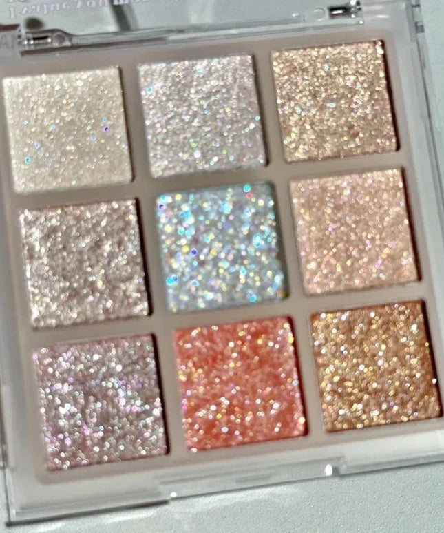 9Colors Glitter Eyeshadow Palette Earth Color Pearlescent Eye Shadow Shimmer Highlights Sparkling Sequin Blue Purple Eyes Makeup