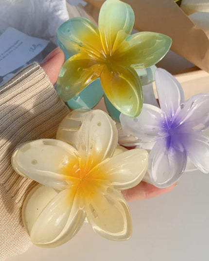 New Hawaiian Gradient Hair Clips Women Flower Hair Claws Shark Hairpins Vacation Beach Style Hairpins Hair Accessories