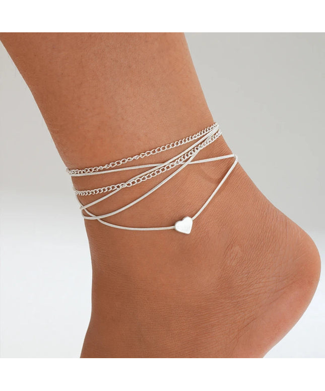 7pc/set Bohemian Rice Beads Starfish Pendant Anklet Set Fashion Summer Beach Sea Shell Multilayer Ankle Bracelet On Foot Jewelry