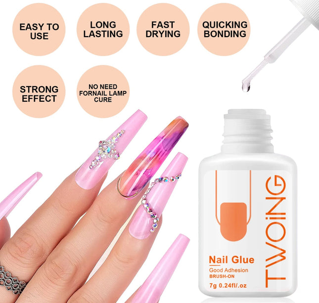 5pcs/2pcs 7g Super Strong Nail Glue For False Nail Tips, Acrylic Nails,Press OnNails,Fake Nails Art Decoration Lasting Adhesion