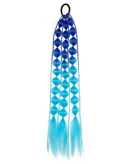 Synthetic 1Pcs Ponytail Extension Corlorful Bubble Braid Long Lantern Braided Ponytail with Hair Tie Straight Hairpieces