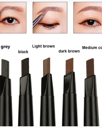 DNM Double-Heads Triangular Eyebrow Pencil 7-Color Option with Brush Natural Look Easy Coloring And Drawing for Eyebrows