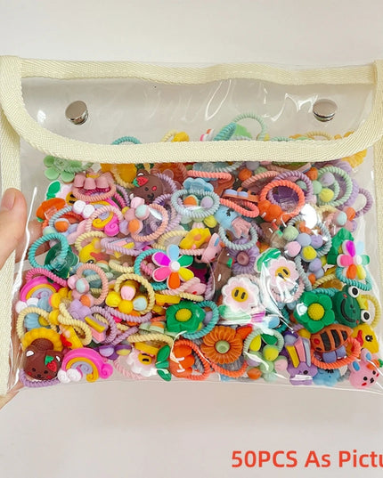 40/50/60Pcs/Lot Children Kids Hair Accessories Cartoon Elastic Hair Bands Baby Head Rope Small Animal Cute Girls Headdress