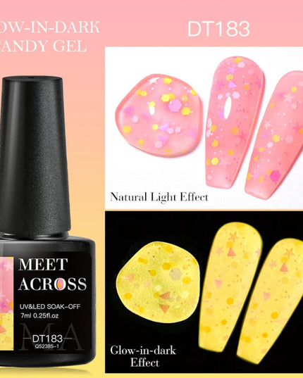 MEET ACROSS 7ml Fluorescent Neon Gel Nail Polish Sparky Semi Permanent Soak Off Nail Art UV LED Gel Varnish For Manicure