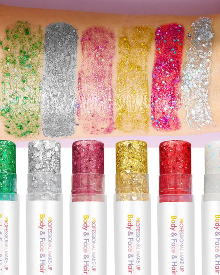 Body and facial glitter with long-lasting shine, suitable for holiday and Christmas party makeup