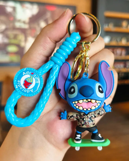 Anime Disney Figure Villain Maleficent The Evil Queen Cruella Silicone Keychain Bag Key Ring Pendant Children Toy Birthday Gifts