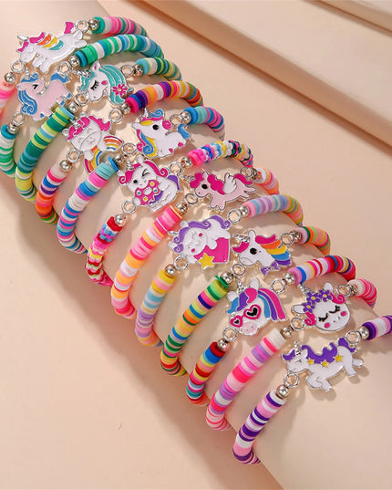 12Pcs Unicorn Girls Bracelet for Kids Jewelry Toddler Friendship Bracelets Toy Gift Classroom Reward Rainbow Party Favors