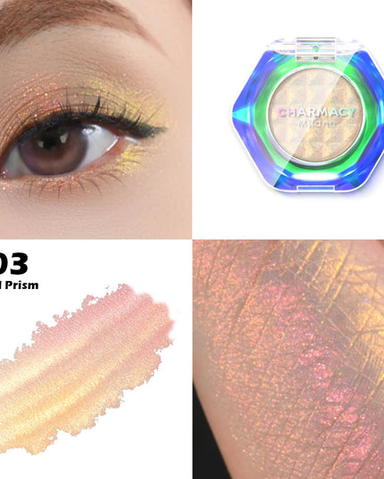 CHARMACY Multichrome Eyeshadow Palette 8 Colors Shimmer Waterproof Long-lasting Professional Eye Shadow Cosmetic Makeup