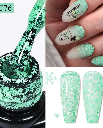 7ml Snowflake Gel Nail Polish UV LED Semi Permanent Milky White Pink Glitter Snow Sequins Gel Nails Art Design Varnish Manicure